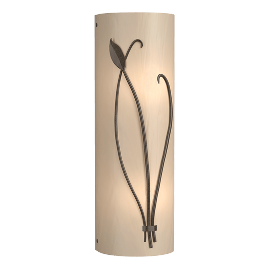 Forged Leaf And Stem Sconce - Bronze - White Art Glass - Right-Facing by Hubbardton Forge