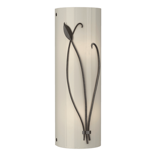 Forged Leaf And Stem Sconce - Oil Rubbed Bronze - Ivory Art Glass - Right-Facing by Hubbardton Forge