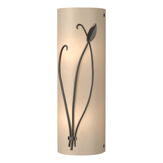 Forged Leaf And Stem Sconce - Oil Rubbed Bronze - White Art Glass - Left-Facing by Hubbardton Forge