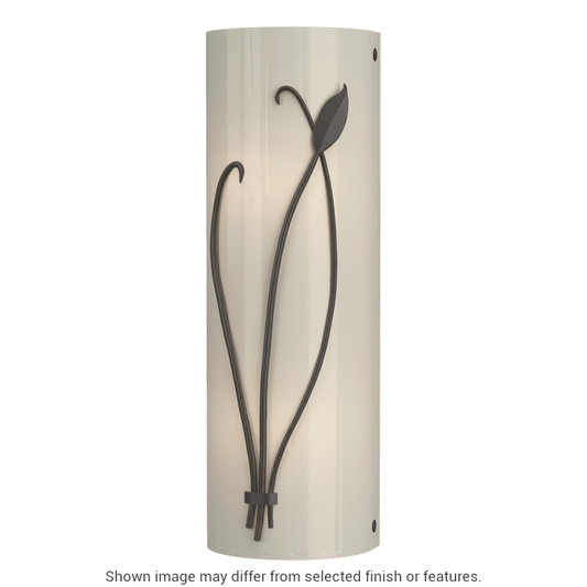 Forged Leaf And Stem Sconce - White - Ivory Art Glass - Left-Facing by Hubbardton Forge