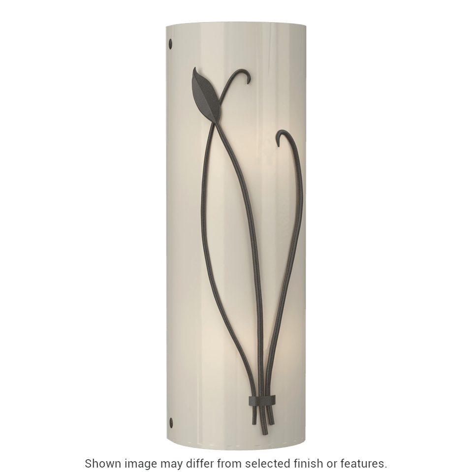 Forged Leaf And Stem Sconce - White - Ivory Art Glass - Right-Facing by Hubbardton Forge