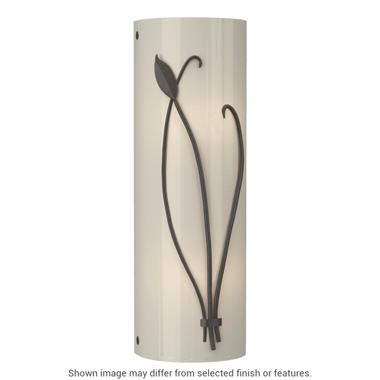 Forged Leaf And Stem Sconce - White - Ivory Art Glass - Right-Facing by Hubbardton Forge