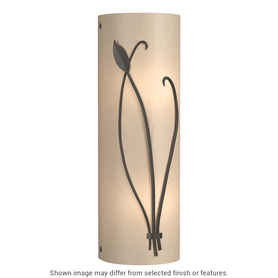 Forged Leaf And Stem Sconce - White - White Art Glass - Right-Facing by Hubbardton Forge