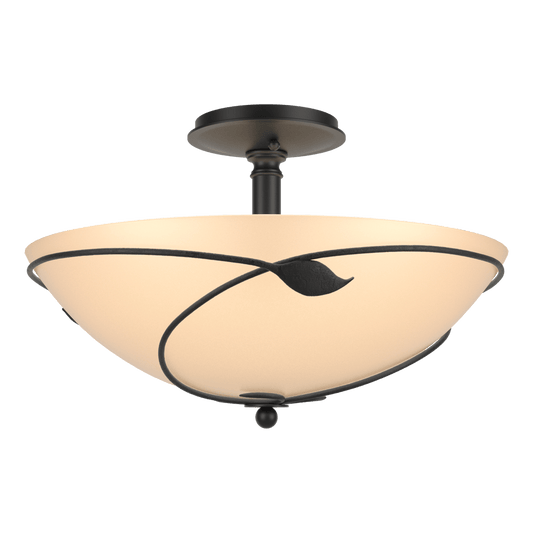 Forged Leaves Large Semi-Flush - Black - Sand Glass by Hubbardton Forge