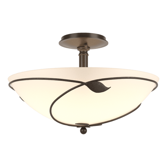 Forged Leaves Large Semi-Flush - Bronze - Opal Glass by Hubbardton Forge