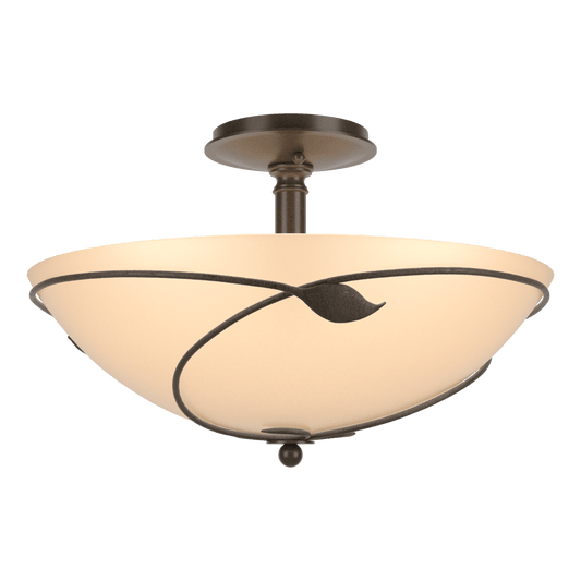 Forged Leaves Large Semi-Flush - Bronze - Sand Glass by Hubbardton Forge