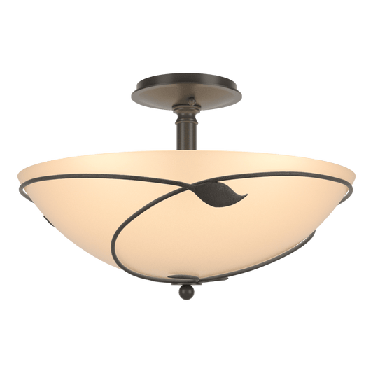 Forged Leaves Large Semi-Flush - Dark Smoke - Sand Glass by Hubbardton Forge