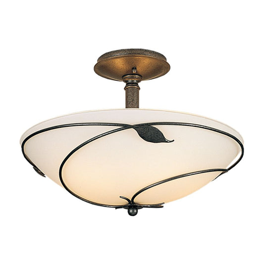 Forged Leaves Large Semi-Flush - Natural Iron - Opal Glass by Hubbardton Forge