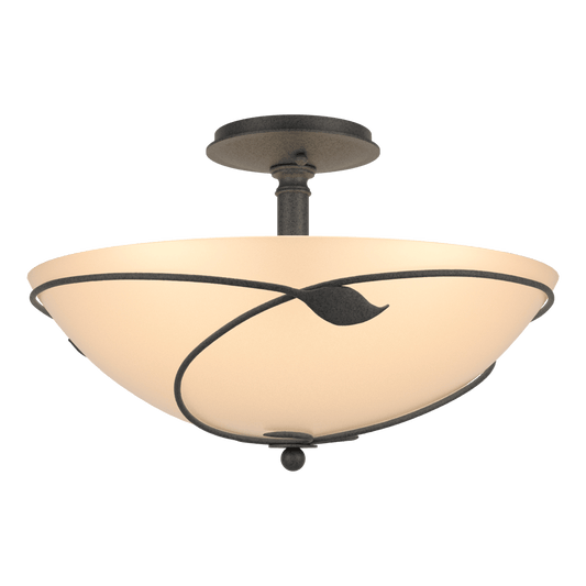 Forged Leaves Large Semi-Flush - Natural Iron - Sand Glass by Hubbardton Forge