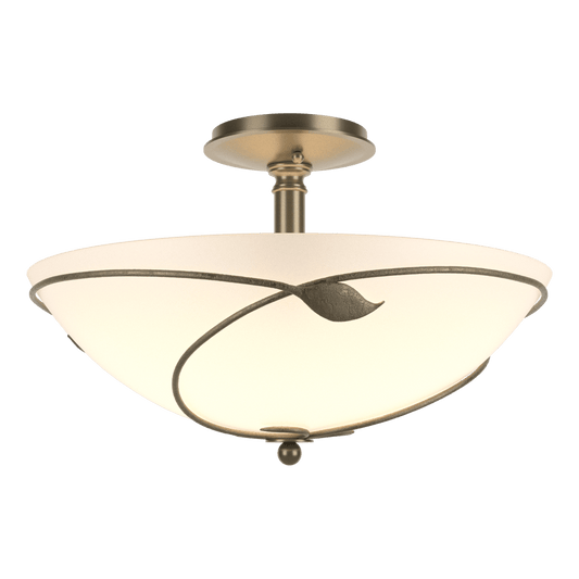 Forged Leaves Large Semi-Flush - Soft Gold - Opal Glass by Hubbardton Forge
