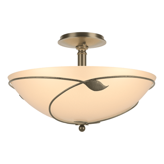 Forged Leaves Large Semi-Flush - Soft Gold - Sand Glass by Hubbardton Forge