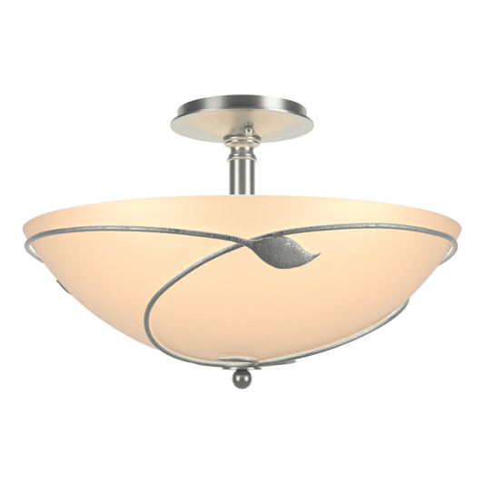 Forged Leaves Large Semi-Flush - Vintage Platinum - Sand Glass by Hubbardton Forge