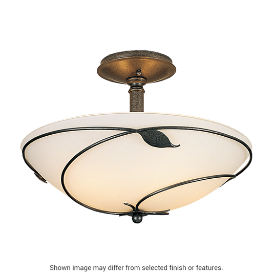 Forged Leaves Large Semi-Flush - White - Sand Glass by Hubbardton Forge
