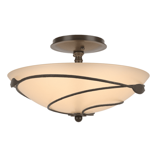 Forged Leaves Semi-Flush - Bronze - Sand Glass by Hubbardton Forge