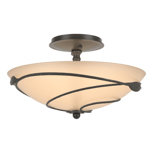 Forged Leaves Semi-Flush - Dark Smoke - Sand Glass by Hubbardton Forge