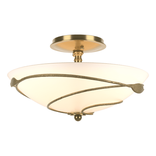 Forged Leaves Semi-Flush - Modern Brass - Opal Glass by Hubbardton Forge