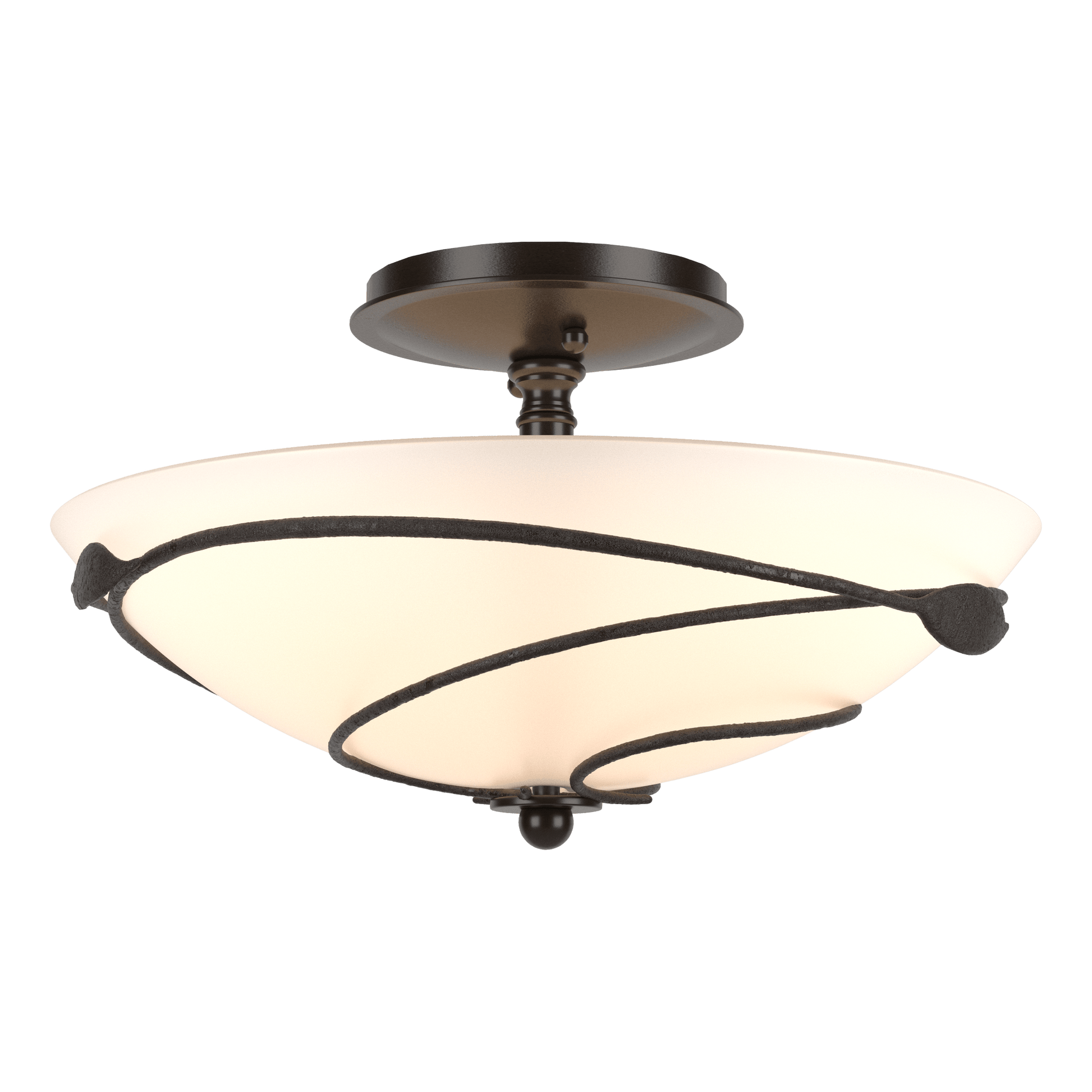 Forged Leaves Semi-Flush - Oil Rubbed Bronze - Opal Glass by Hubbardton Forge