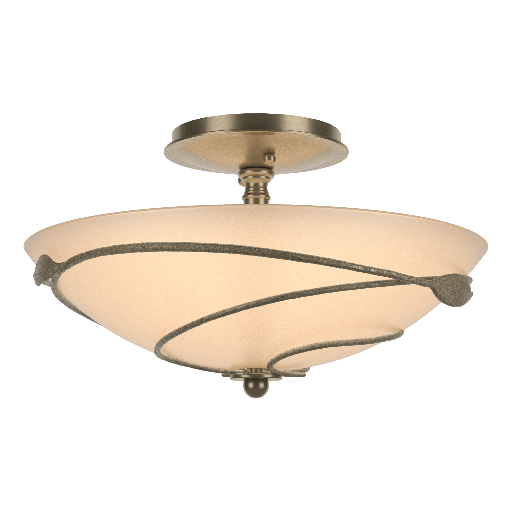 Forged Leaves Semi-Flush - Soft Gold - Sand Glass by Hubbardton Forge