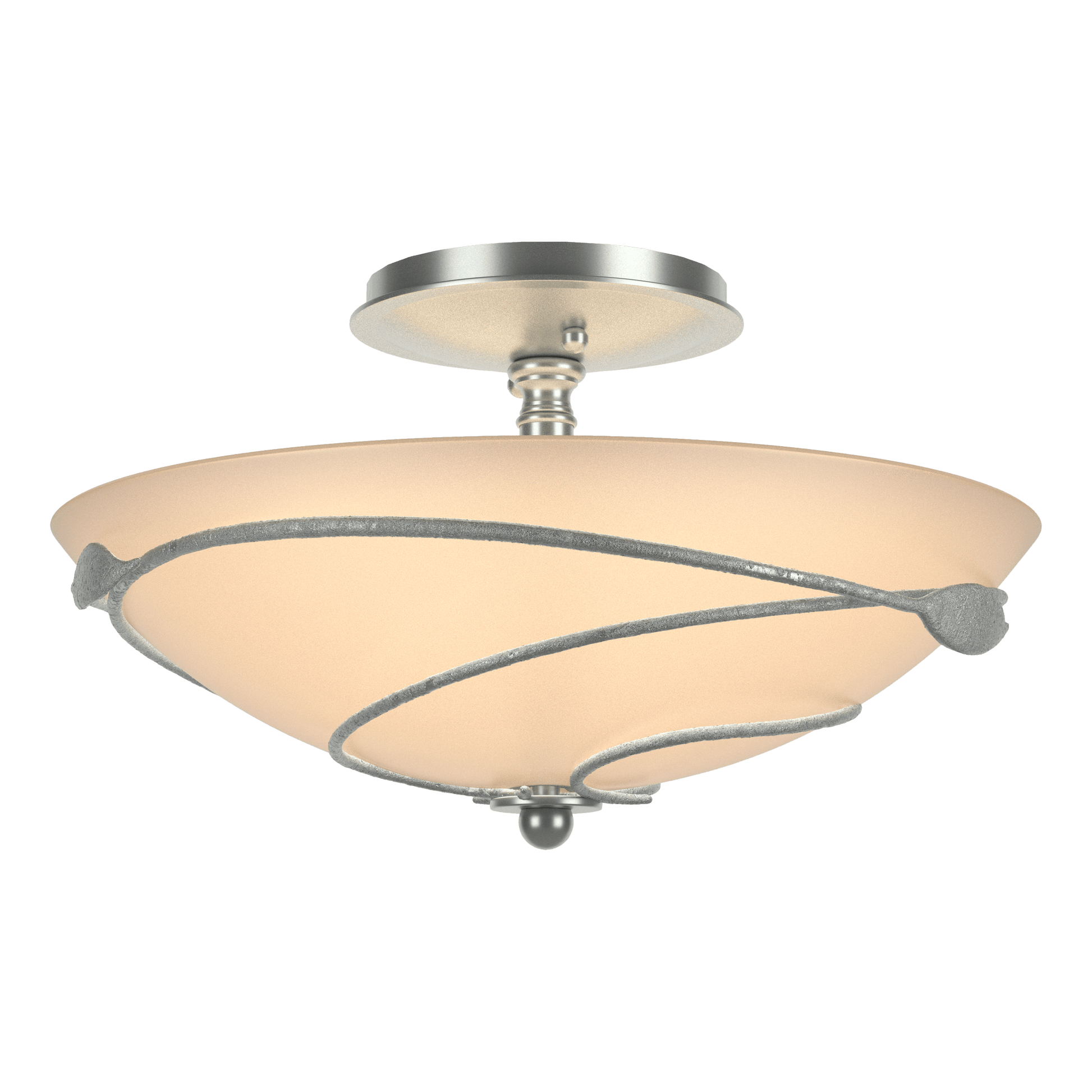 Forged Leaves Semi-Flush - Vintage Platinum - Sand Glass by Hubbardton Forge
