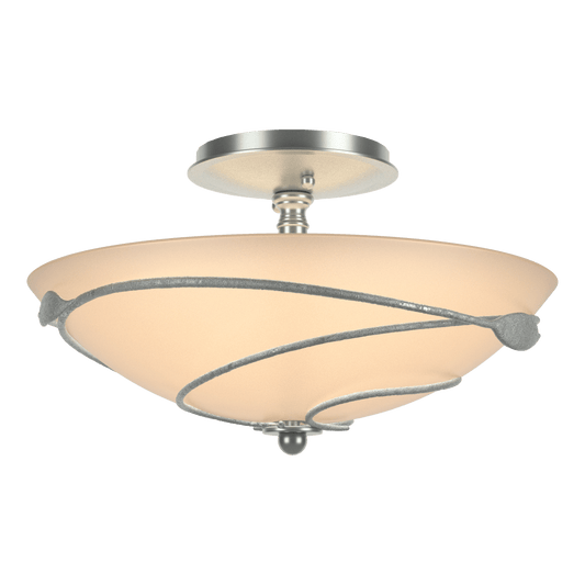 Forged Leaves Semi-Flush - Vintage Platinum - Sand Glass by Hubbardton Forge