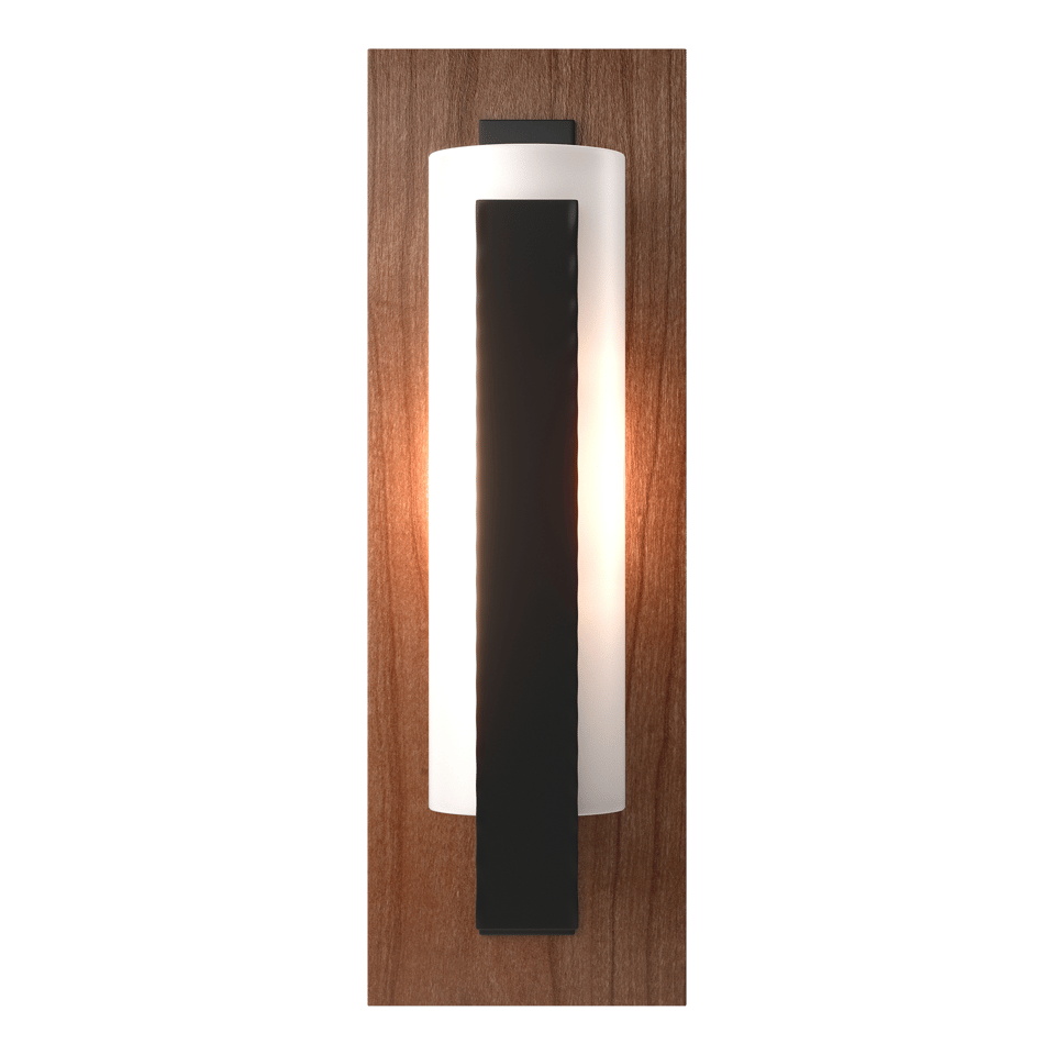 Forged Vertical Bar Sconce Cherry or Copper Backplate - Black - Cherry Accent by Hubbardton Forge