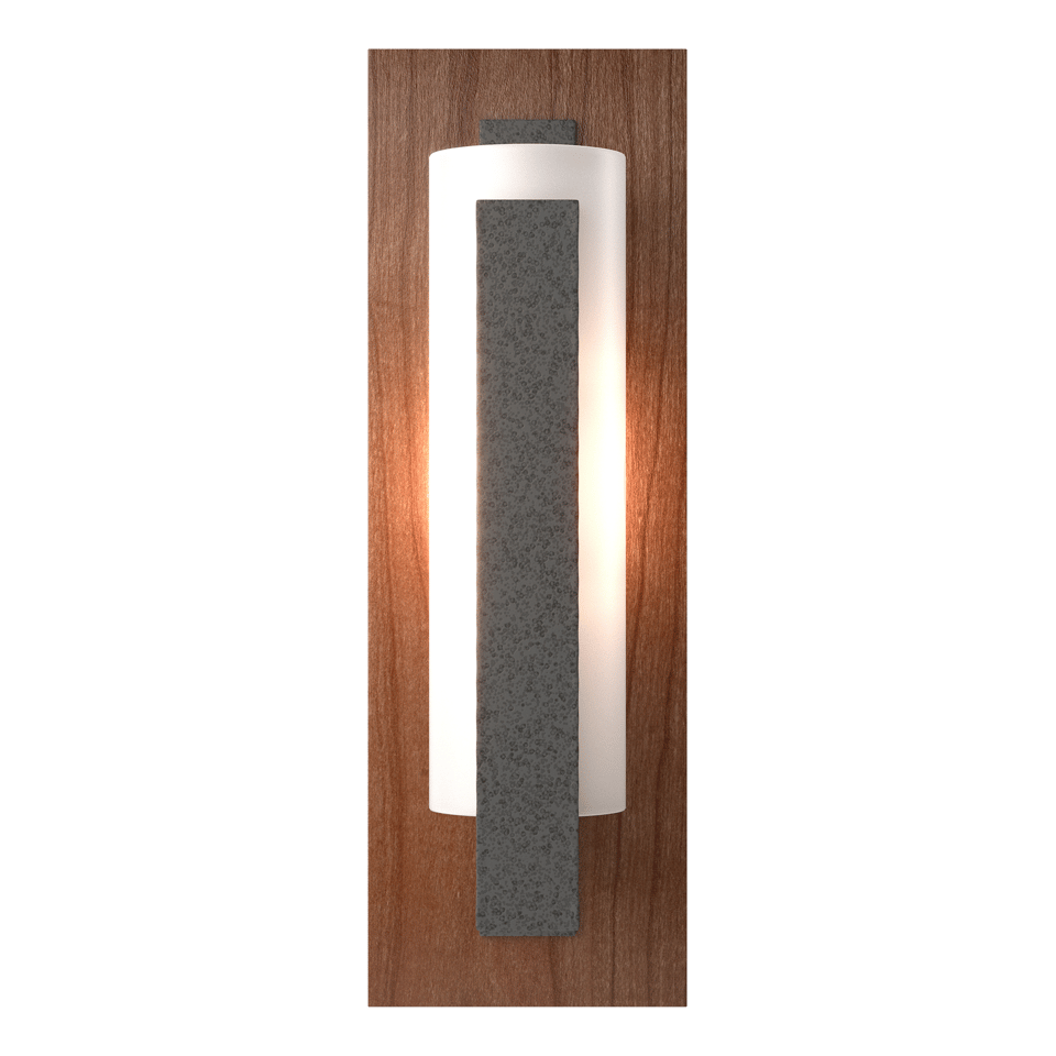 Forged Vertical Bar Sconce Cherry or Copper Backplate - Natural Iron - Cherry Accent by Hubbardton Forge