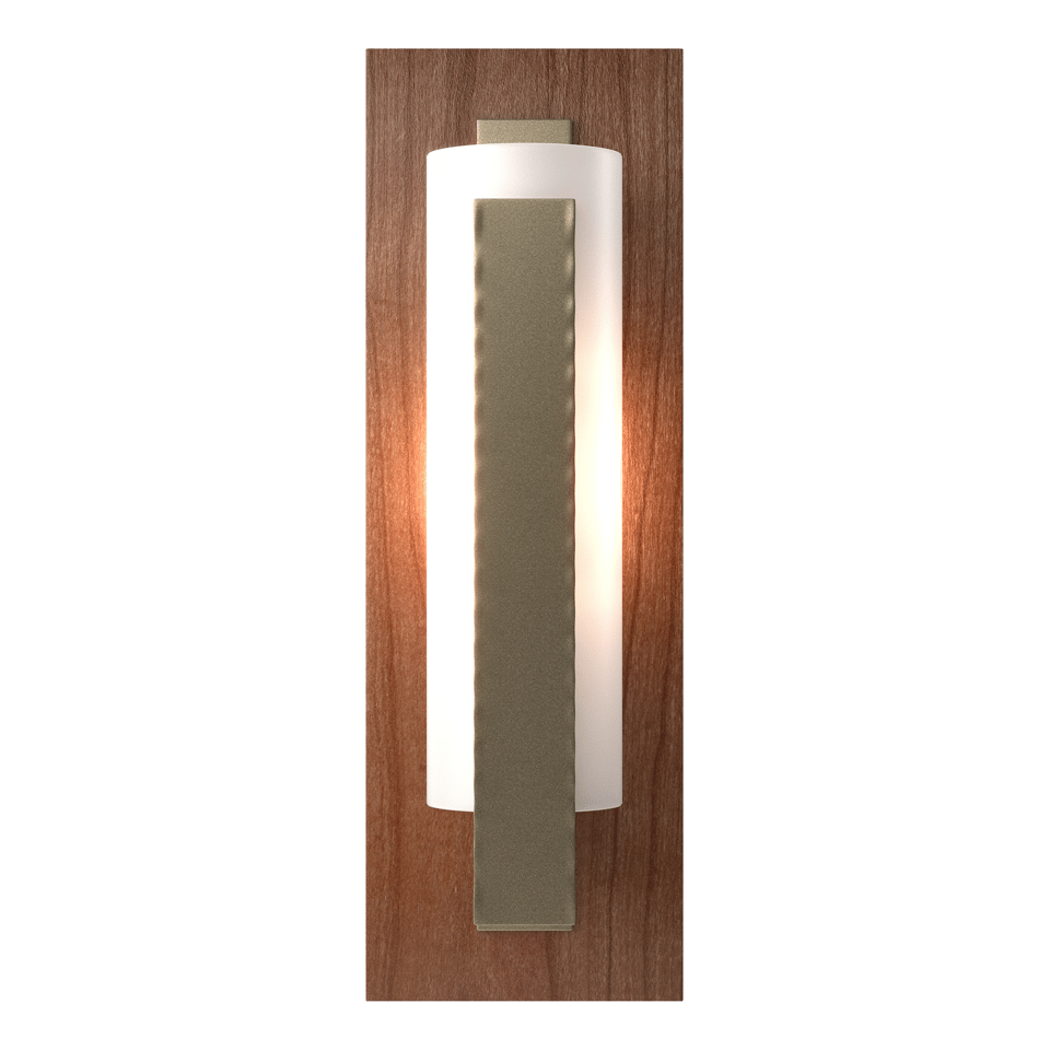 Forged Vertical Bar Sconce Cherry or Copper Backplate - Soft Gold - Cherry Accent by Hubbardton Forge