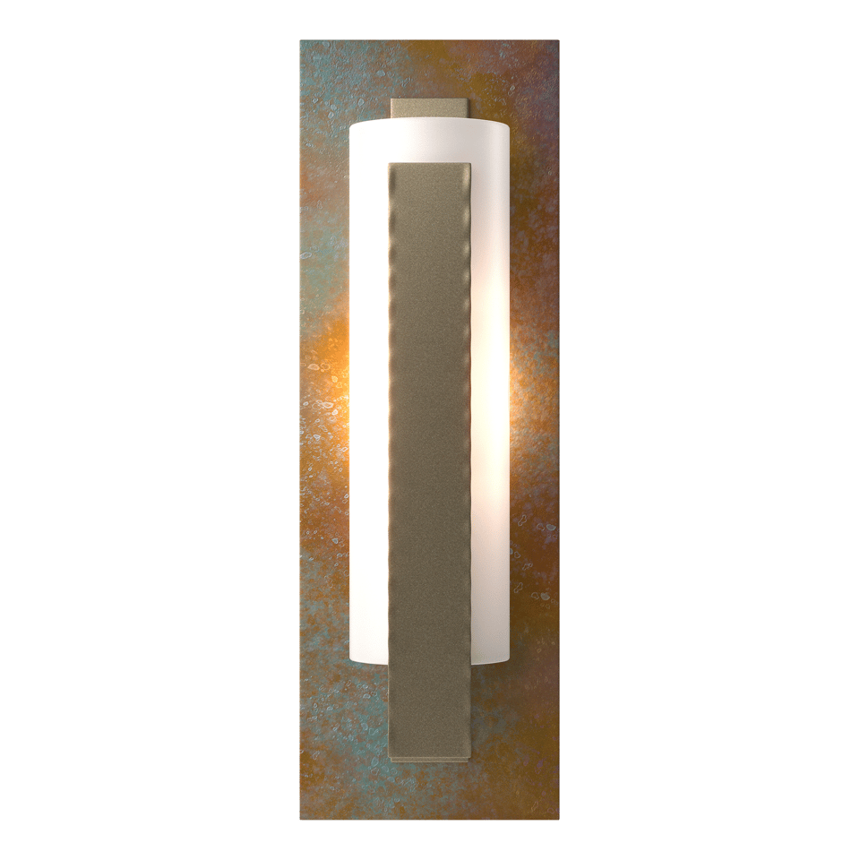 Forged Vertical Bar Sconce Cherry or Copper Backplate - Soft Gold - Copper Accent by Hubbardton Forge