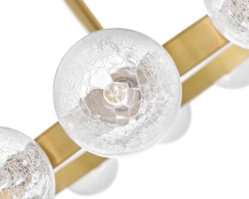 Coco Medium 12-Light Chandelier by Fredrick Ramond in Lacquered Brass with Crackle Glass Shades
