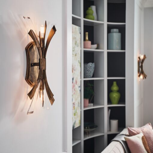 Vida Two Light Wall Sconce by Fredrick Ramond - Contemporary Design with Crystal Accents, Dimmable, 17.25"H