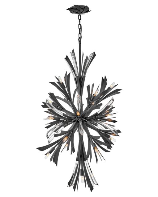 Vida Medium Orb Chandelier 19 Lights by Fredrick Ramond in Brushed Graphite & Gold Finish