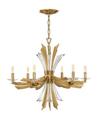 Vida Medium Ceiling Light by Fredrick Ramond - 6-Light Dimmable Fixture in Burnished Gold & Glacial Finish