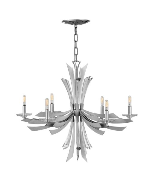 Vida Medium Ceiling Light by Fredrick Ramond - 6-Light Dimmable Fixture in Burnished Gold & Glacial Finish