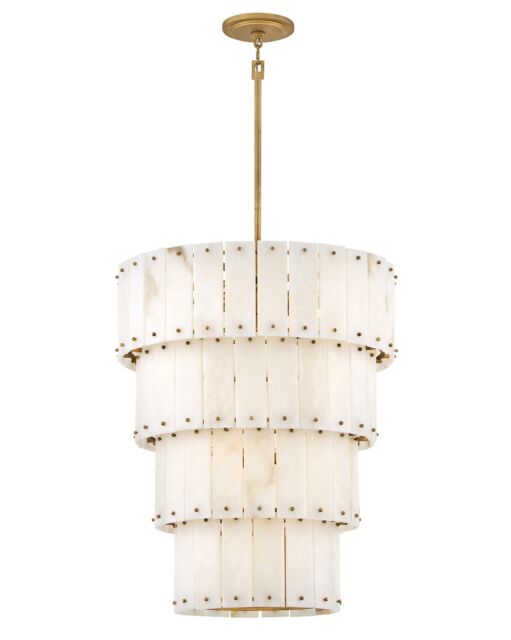 Simone Medium 3-Tier Chandelier by Fredrick Ramond, Alabaster & Burnished Gold Finish