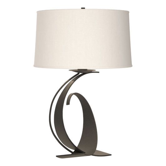 Fullered Impressions Large Table Lamp - Natural Iron - Natural Anna Shade by Hubbardton Forge