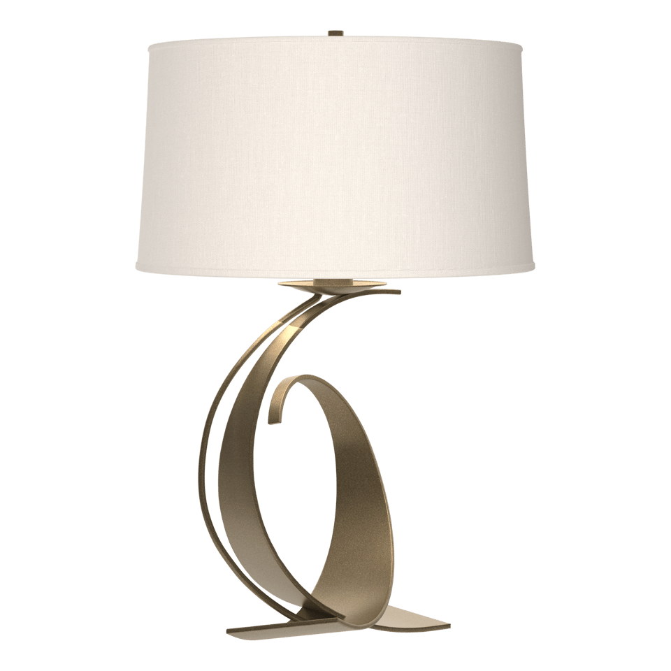 Fullered Impressions Large Table Lamp - Soft Gold - Natural Anna Shade by Hubbardton Forge