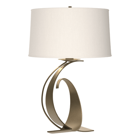 Fullered Impressions Large Table Lamp - Soft Gold - Natural Anna Shade by Hubbardton Forge