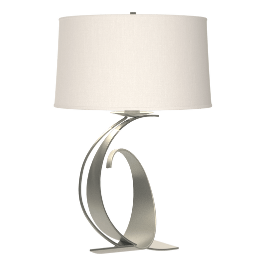 Fullered Impressions Large Table Lamp - Vintage Platinum - Natural Anna Shade by Hubbardton Forge