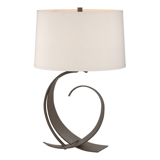 Fullered Impressions Table Lamp - Bronze - Flax Shade by Hubbardton Forge