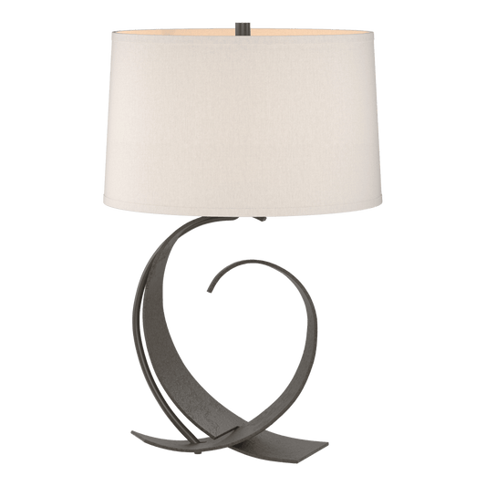 Fullered Impressions Table Lamp - Dark Smoke - Flax Shade by Hubbardton Forge
