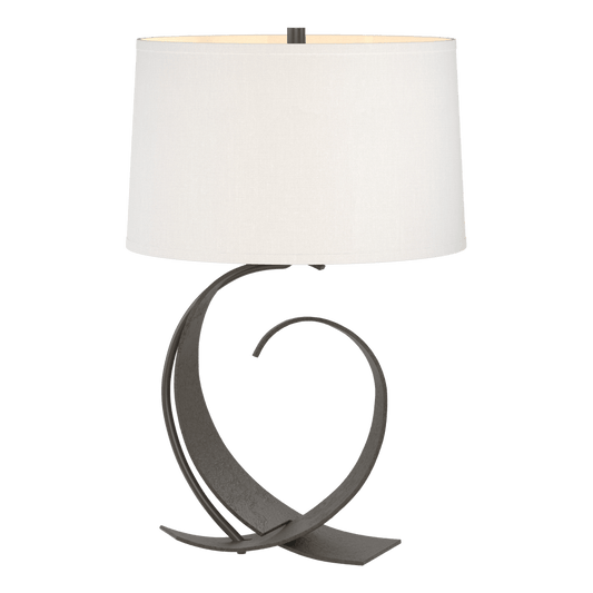 Fullered Impressions Table Lamp - Dark Smoke - Natural Anna Shade by Hubbardton Forge
