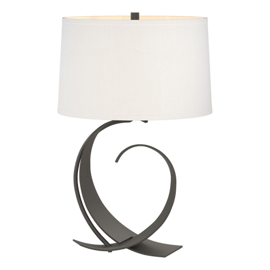 Fullered Impressions Table Lamp - Natural Iron - Natural Anna Shade by Hubbardton Forge