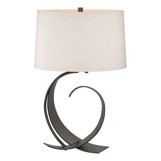 Fullered Impressions Table Lamp - Oil Rubbed Bronze - Flax Shade by Hubbardton Forge