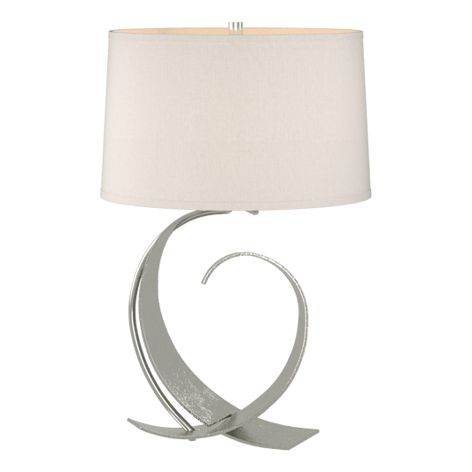 Fullered Impressions Table Lamp - Sterling - Flax Shade by Hubbardton Forge