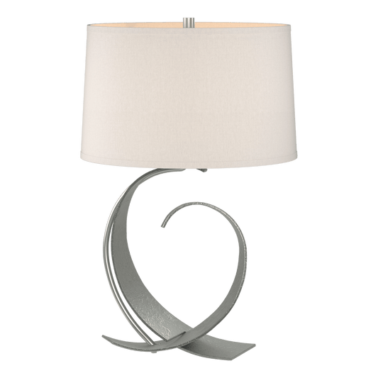 Fullered Impressions Table Lamp - Vintage Platinum - Flax Shade by Hubbardton Forge