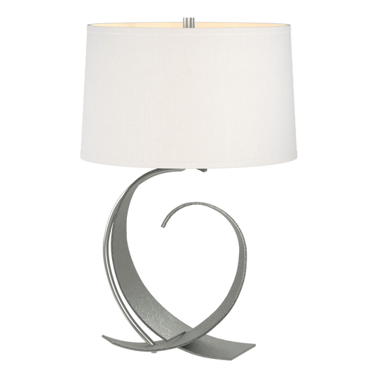 Fullered Impressions Table Lamp - Vintage Platinum - Natural Anna Shade by Hubbardton Forge