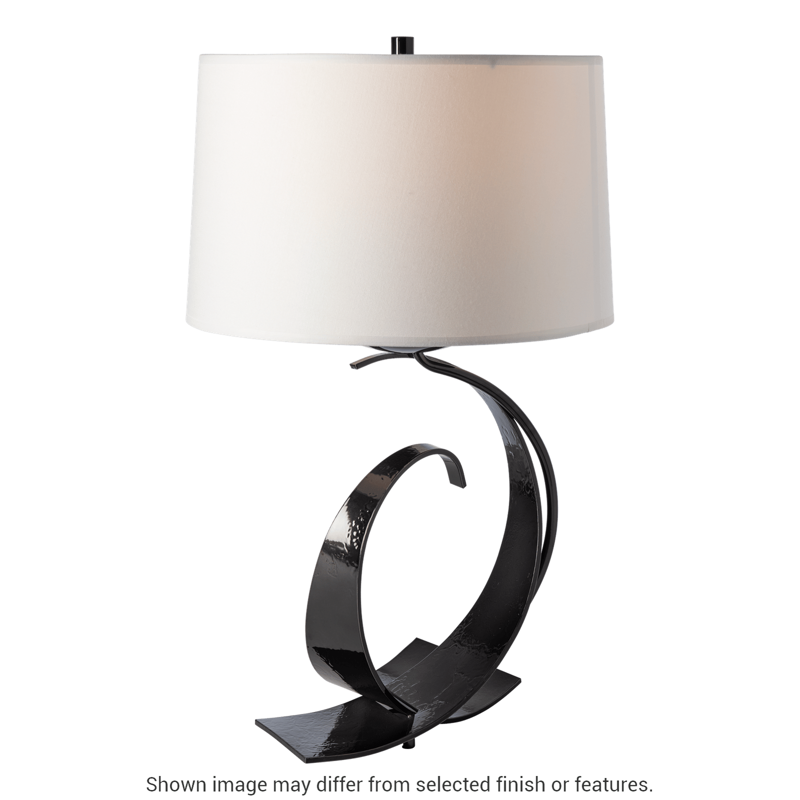 Fullered Impressions Table Lamp - White - Natural Anna Shade by Hubbardton Forge