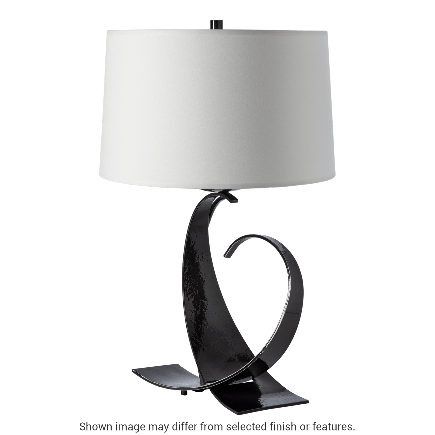 Fullered Impressions Table Lamp - White - Natural Anna Shade by Hubbardton Forge