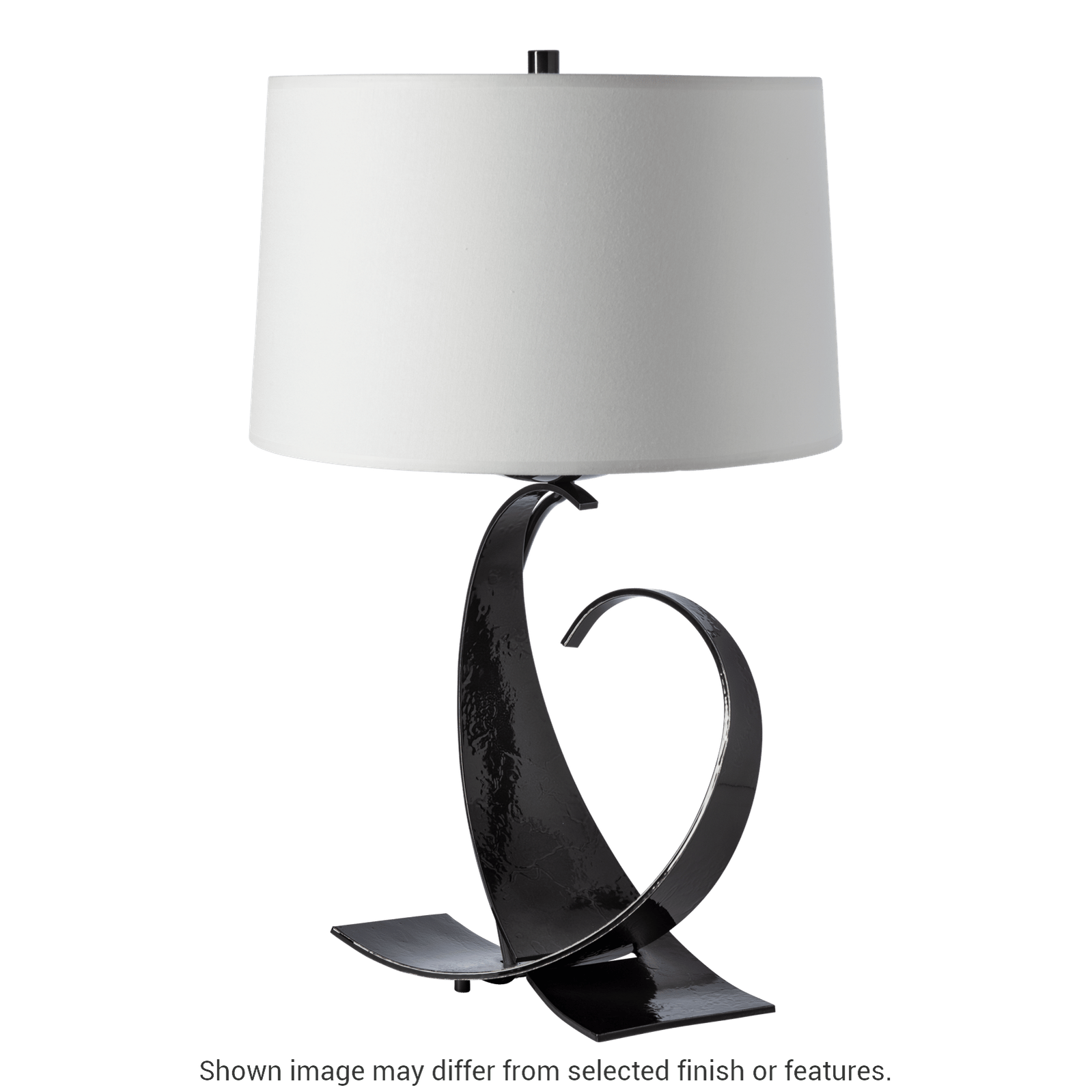 Fullered Impressions Table Lamp - White - Natural Anna Shade by Hubbardton Forge