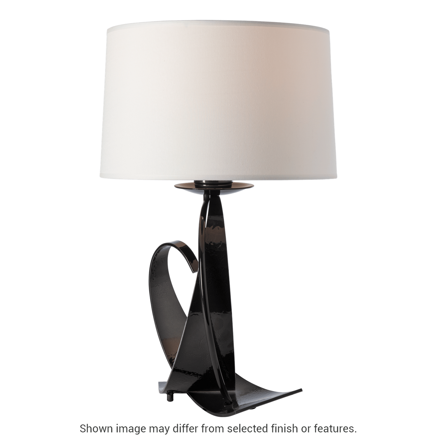 Fullered Impressions Table Lamp - White - Natural Anna Shade by Hubbardton Forge